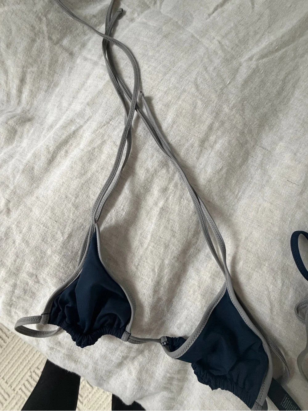 Skims Navy Blue Bikini with Gray Trim - Two-Piece String Set